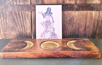 Tarot card holder Triple Moon made of wood