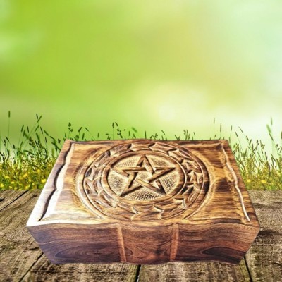 Box with carved pentagram, large