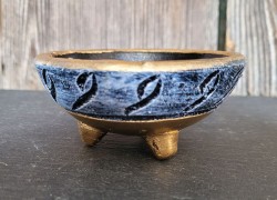 Witches Tripod Incense Bowl Ceramic Black/Gold