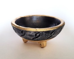 Witches Tripod Incense Bowl Ceramic Black/Gold