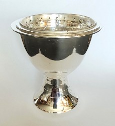 Incense burner made of metal, silver-plated with grid