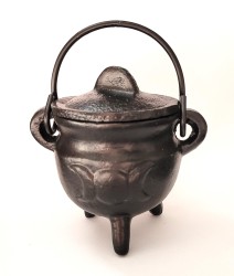 Incense burner small cast iron witch's cauldron Triple Moon