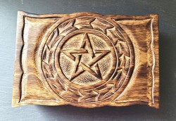 Box with carved pentagram, large