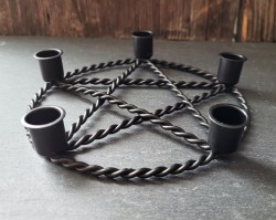 Metal pentagram candle holder, set of 2