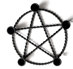 Metal pentagram candle holder, set of 2