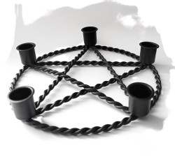 Metal pentagram candle holder, set of 2